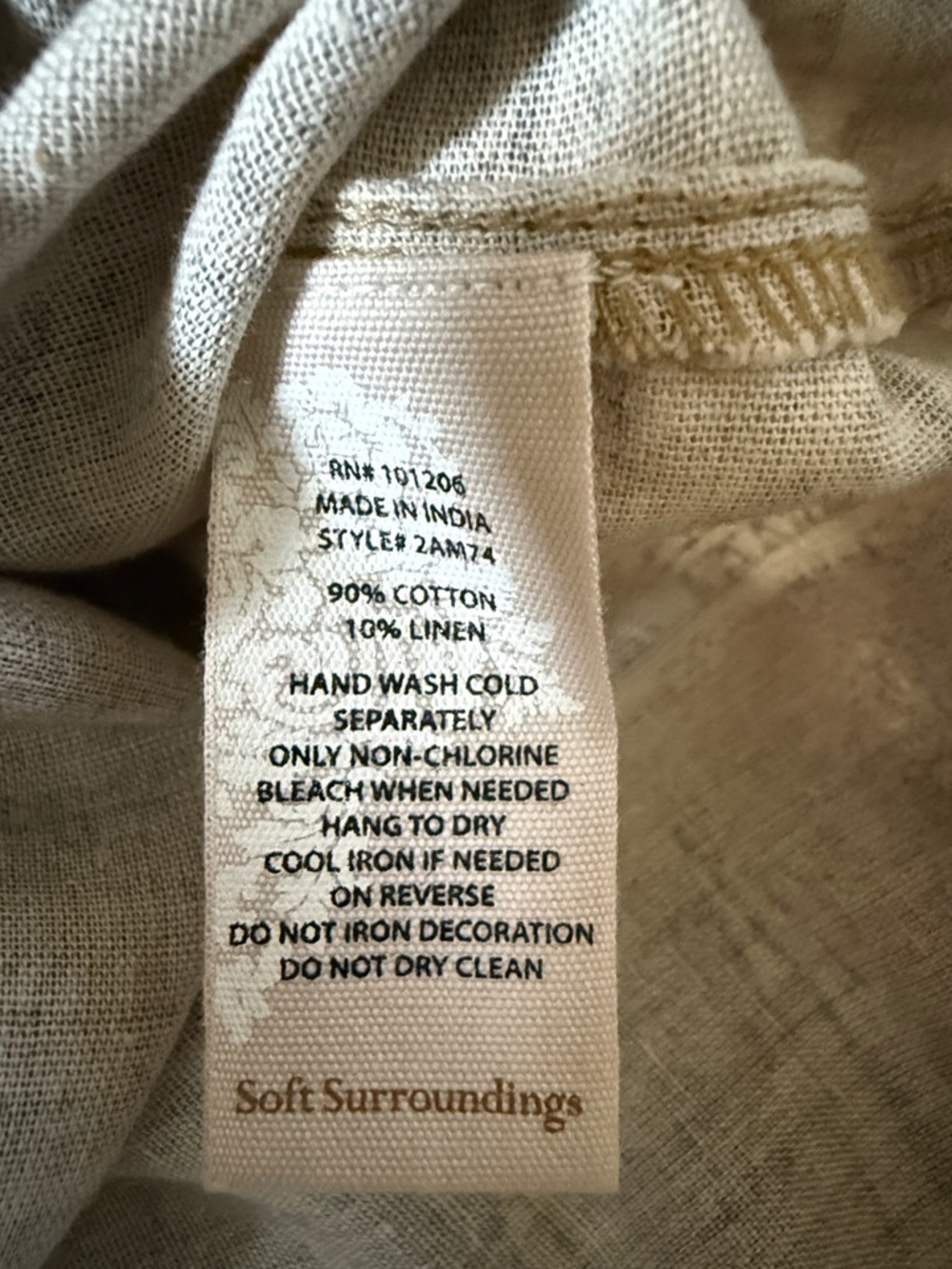 Soft Surroundings Bohemian Cotton Linen Blend Tunic with Beaded Yoke - Picture 8 of 8